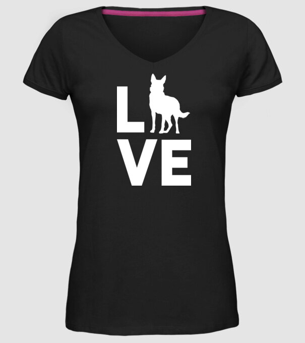 LOVE ciobănesc german model negru pe tricou