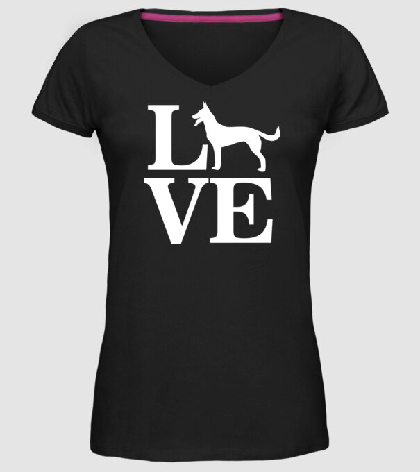LOVE CIOBANESC GERMAN model negru pe tricou