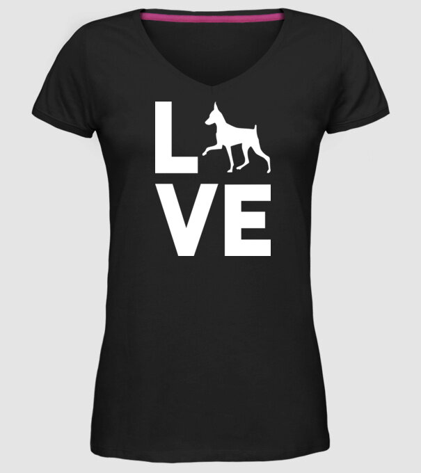 LOVE Pinscher model negru pe tricou