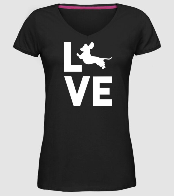 LOVE Teckel model negru pe tricou