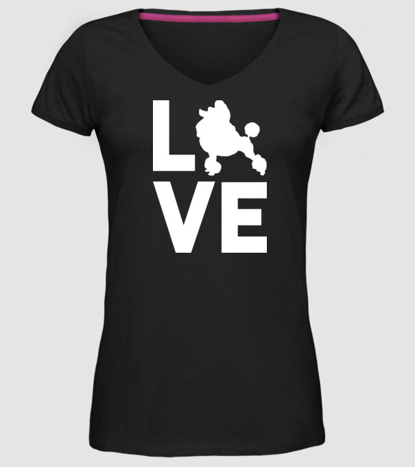 LOVE Pudel model negru pe tricou