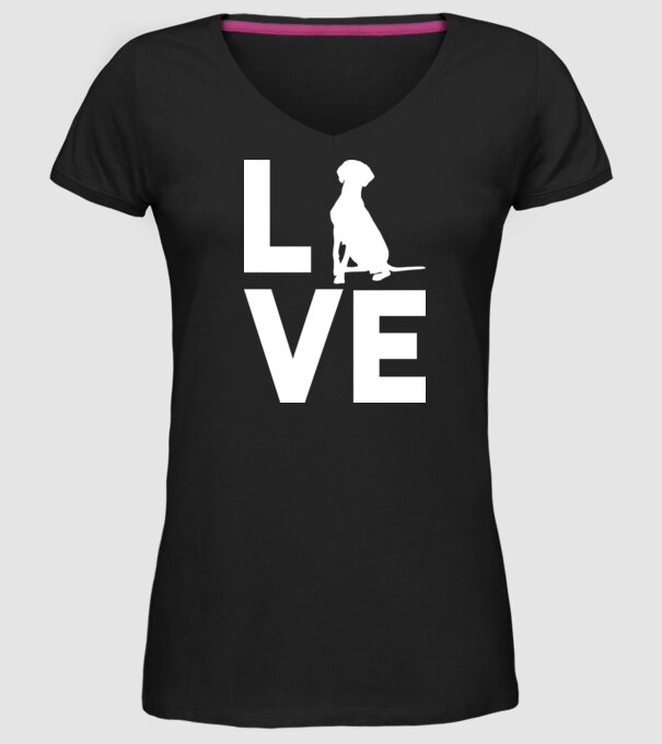 LOVE Vizsla model negru pe tricou