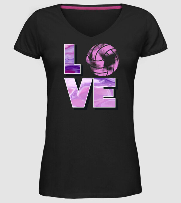 Love volleyball model negru pe tricou