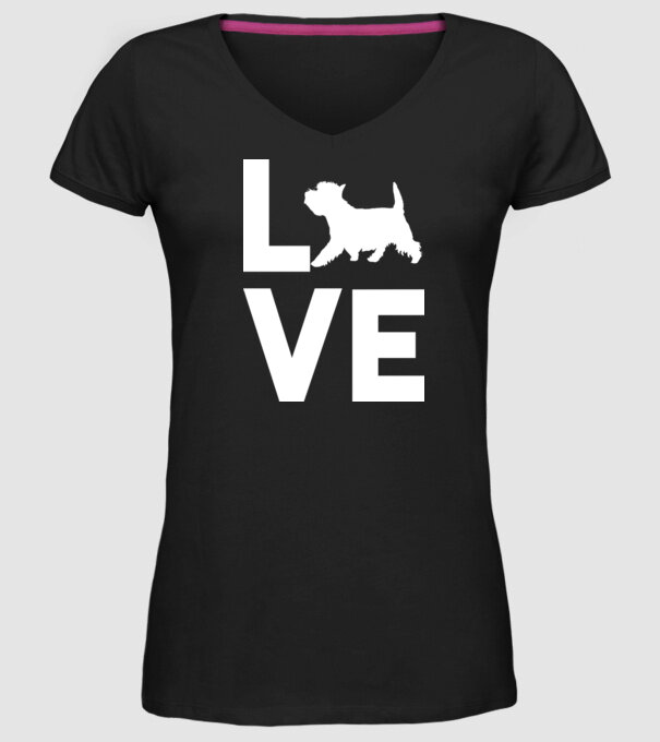 LOVE Westie model negru pe tricou