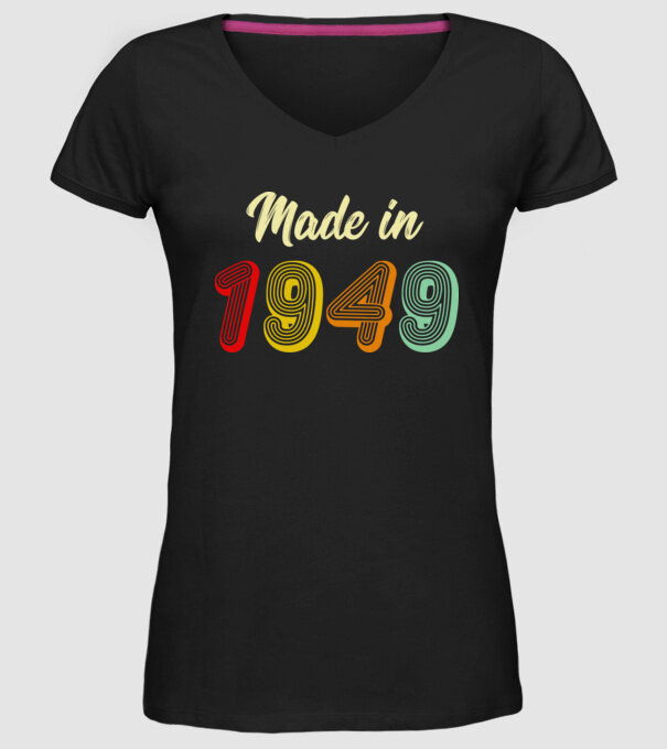 made in 1949 retro model negru pe tricou