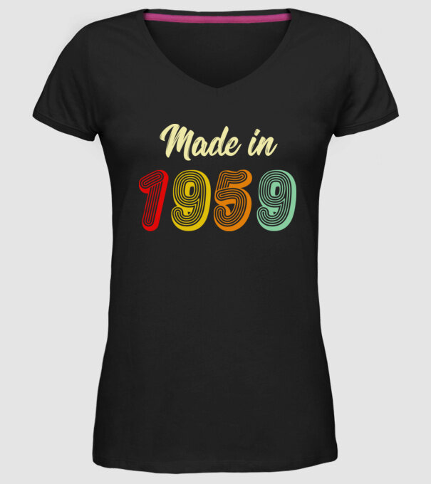 made in 1959 retro model negru pe tricou