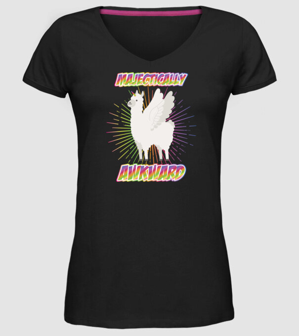 Majestically Awkward model negru pe tricou