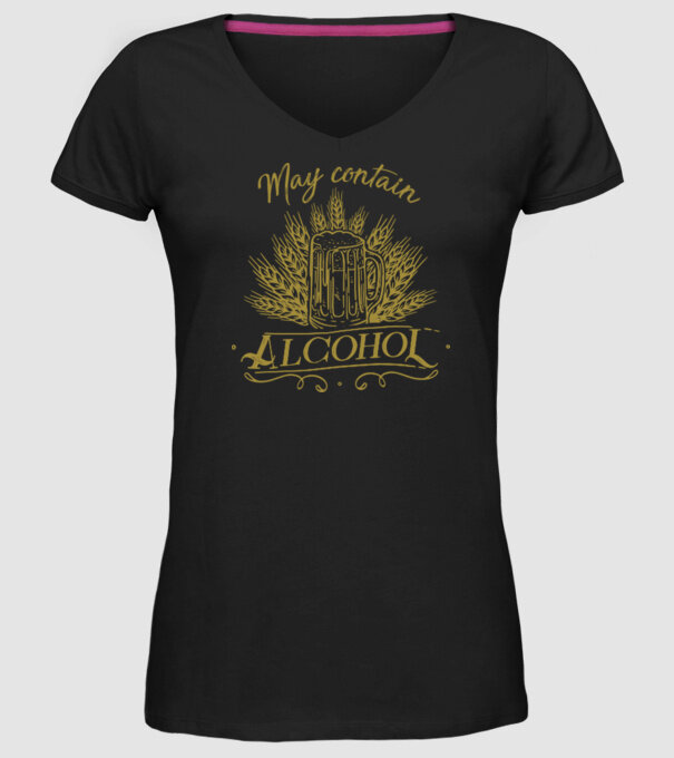 May contain alcohol2 model negru pe tricou