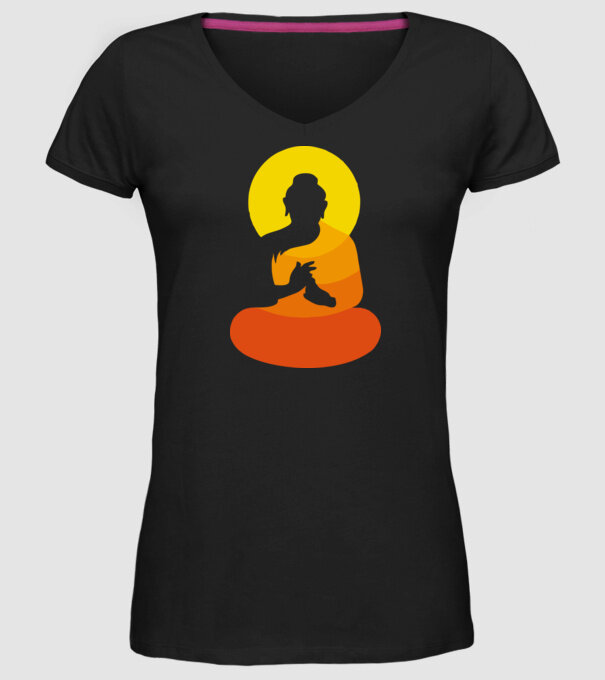 Călugăr meditator model negru pe tricou