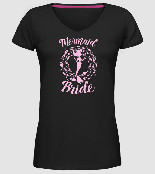 Mermaid Bride model negru pe tricou