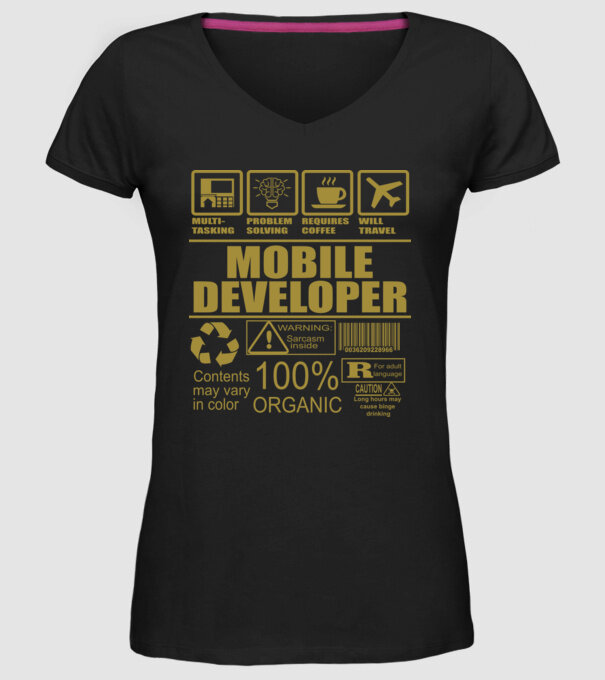 Mobile developer model negru pe tricou