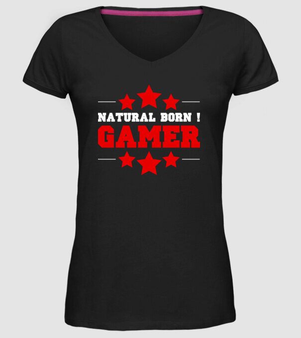 Natural born gamer model negru pe tricou
