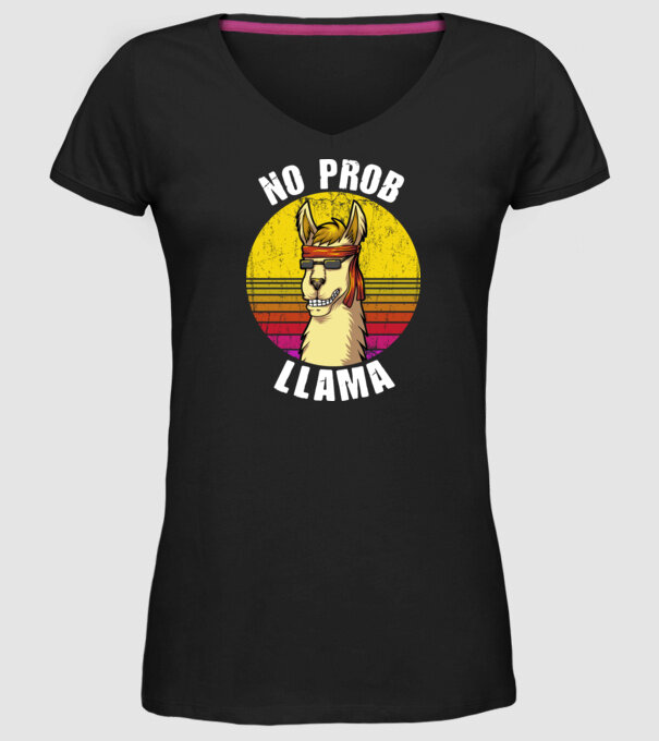 No Prob LLama - Láma model negru pe tricou