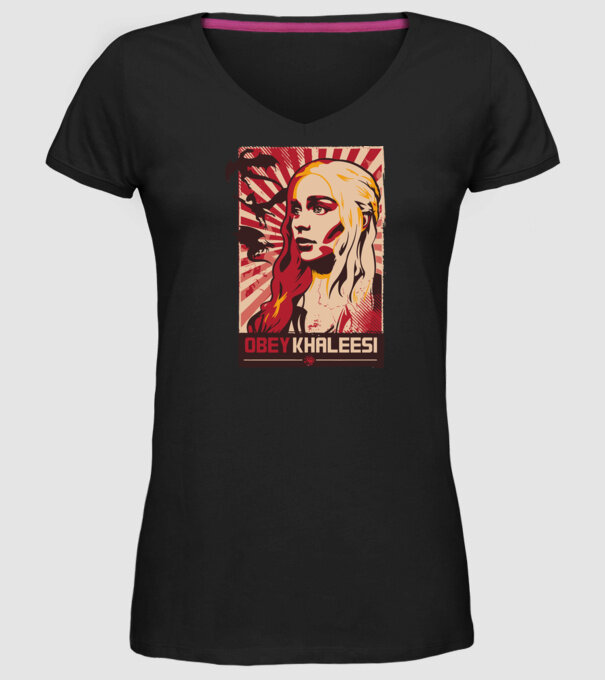 Obey Khaleesi model negru pe tricou