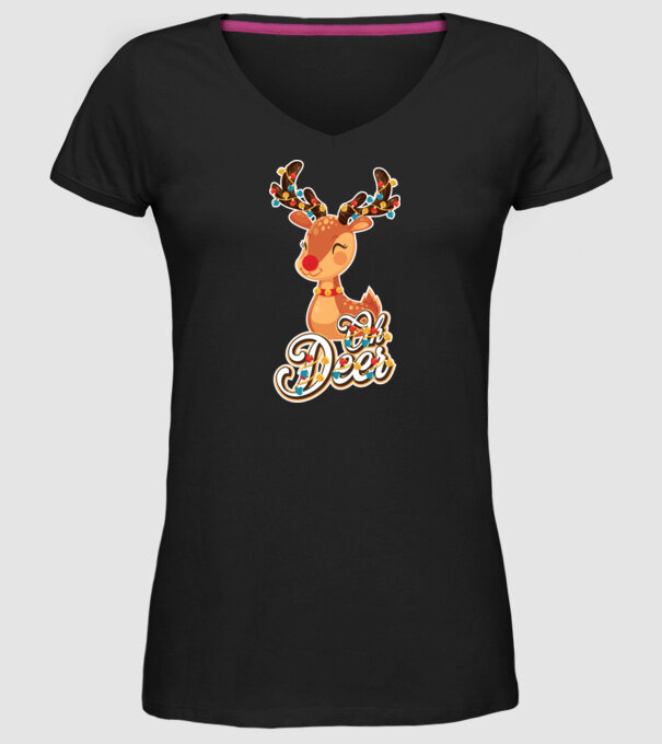 Oh deer model negru pe tricou