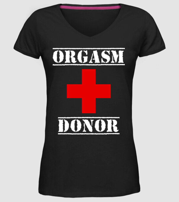 Orgasm Donor model negru pe tricou