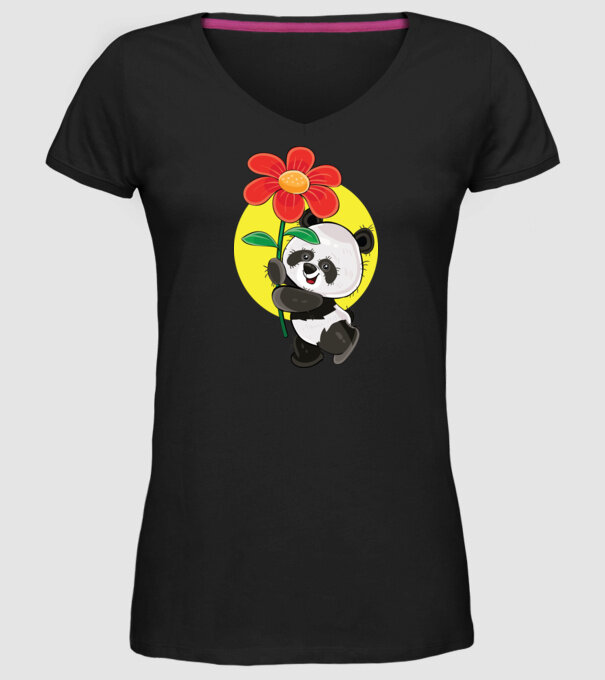 Dragoste panda model negru pe tricou
