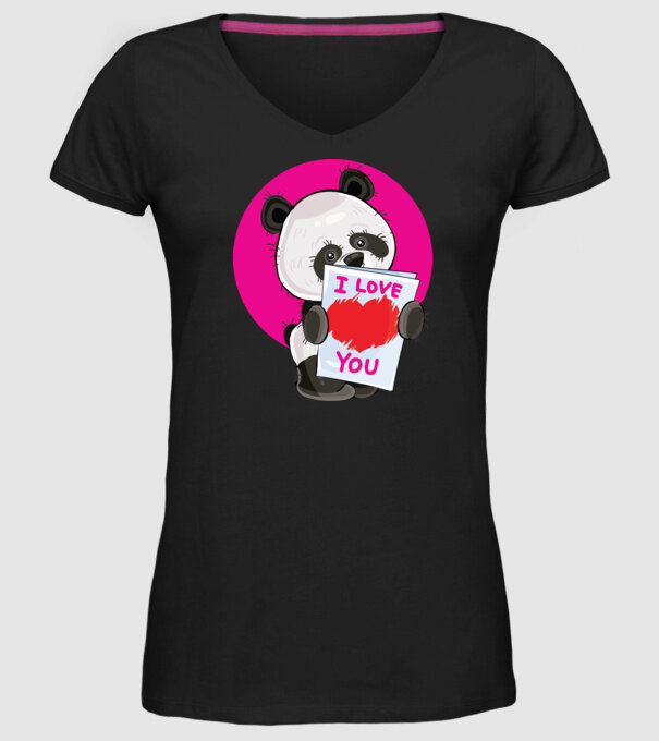 dragoste panda model negru pe tricou