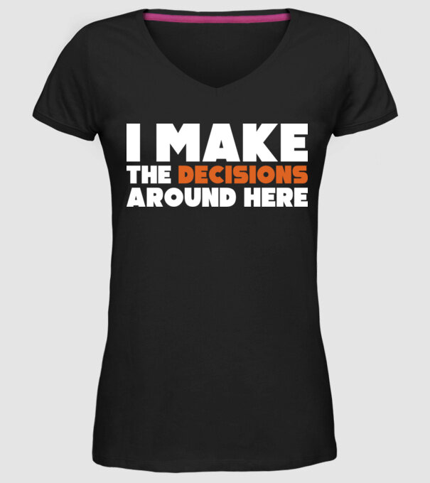 Motiv cuplu I make decisions model negru pe tricou