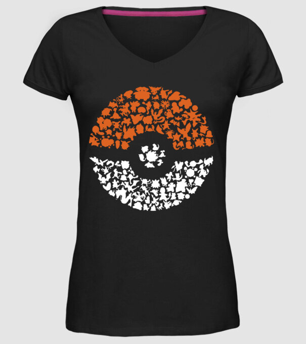 Pokeball model negru pe tricou