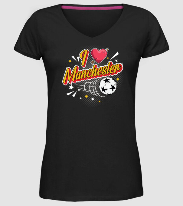Popart Manchester model negru pe tricou