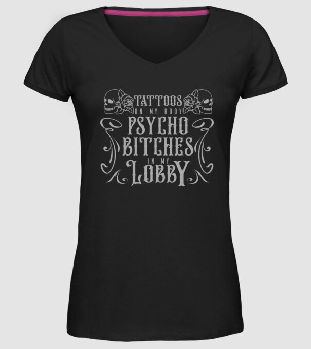 Psycho bitches model negru pe tricou