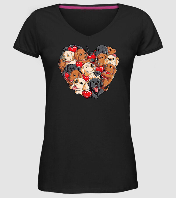Puppy Heart model negru pe tricou