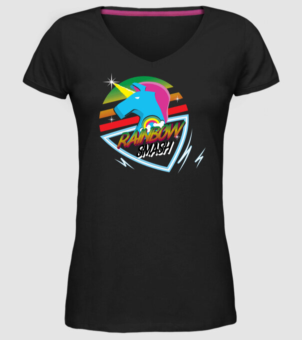 Rainbow smash model negru pe tricou