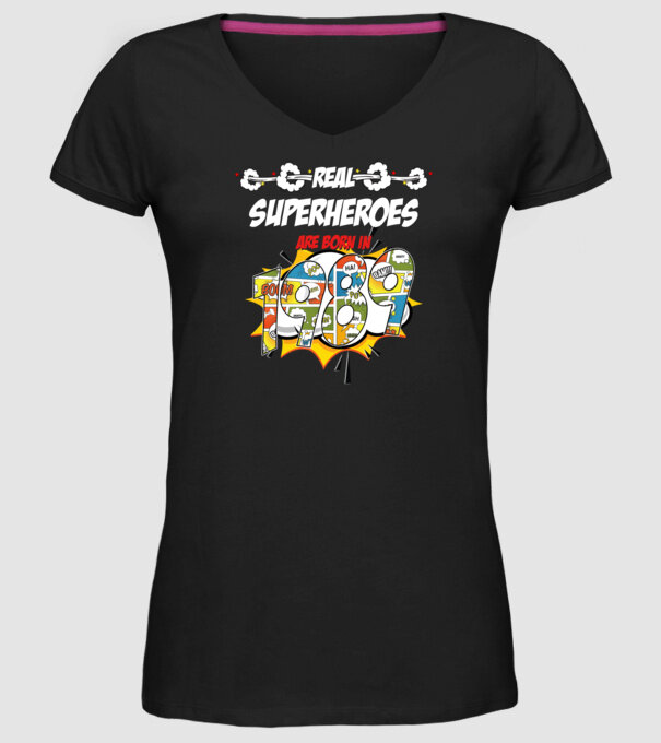 real superheroes are born in 1989 model negru pe tricou