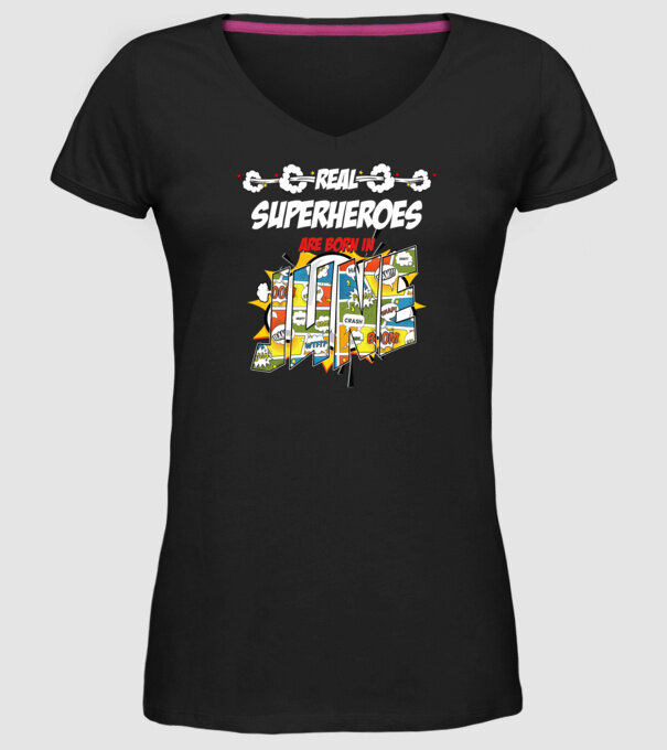 real superheroes are born in june model negru pe tricou