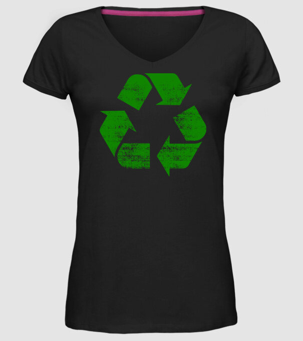 RECYCLE model negru pe tricou