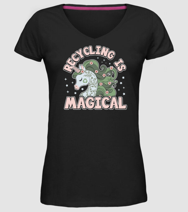 Recycling is magical model negru pe tricou