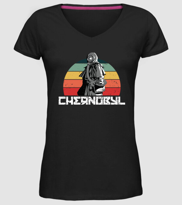 Retro chernobyl model negru pe tricou