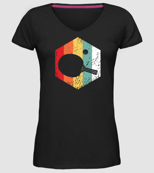 Retro Ping Pong model negru pe tricou