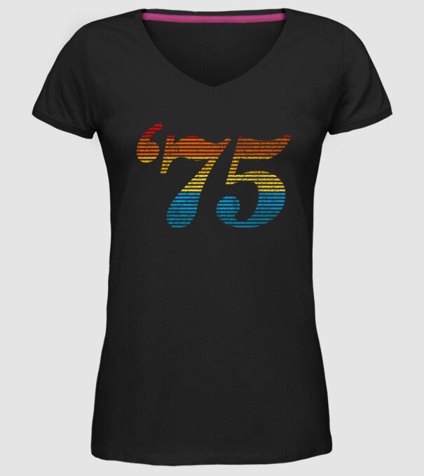 Retro Birthday 1975 model negru pe tricou