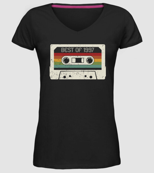 retro tape 1997 vintage model negru pe tricou