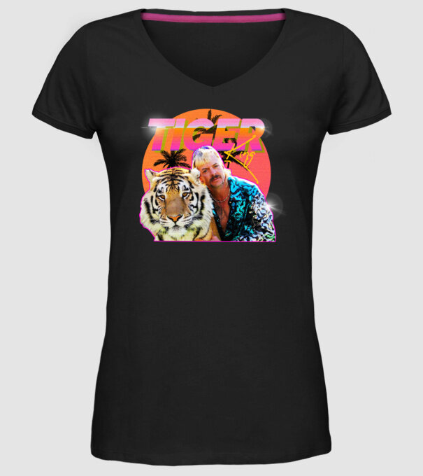 RETRO TIGER KING model negru pe tricou