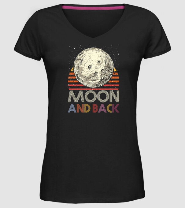 Retro vintage love you to the moon and back MOON model negru pe tricou
