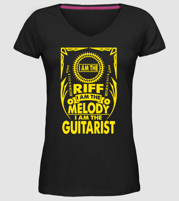 Riff Melody Guitarist model negru pe tricou