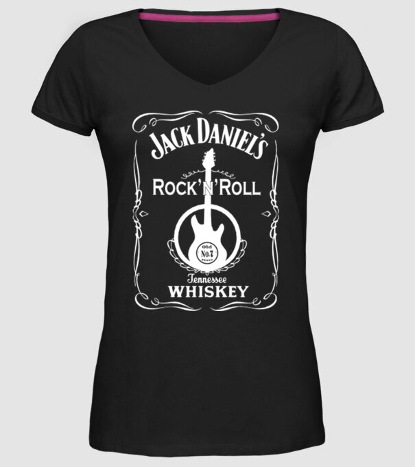 'Rock''n''Roll whiskey' model negru pe tricou