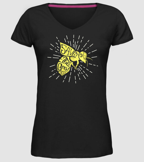 Save the bees model negru pe tricou