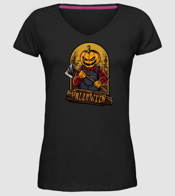 Scary halloween model negru pe tricou