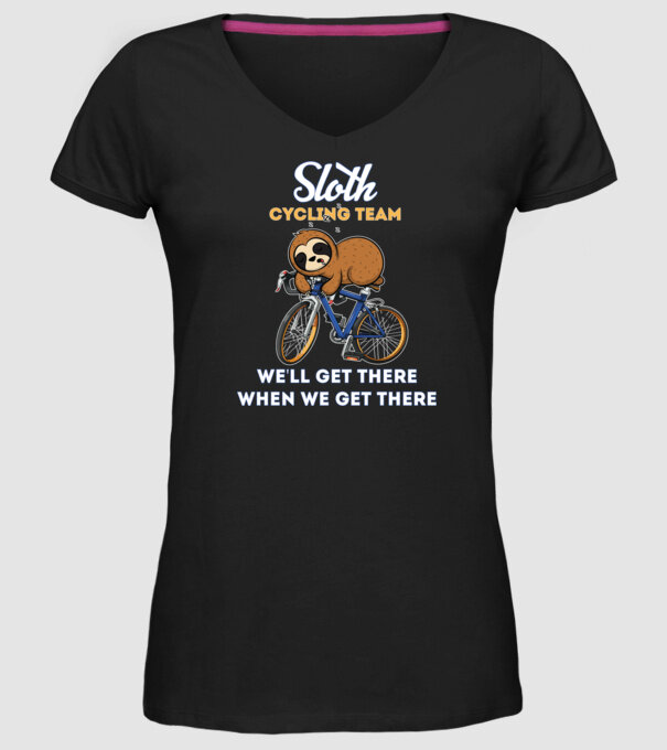 Sloth cycling team model negru pe tricou