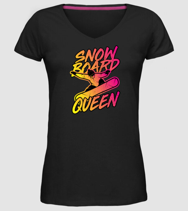 snowboard queen model negru pe tricou