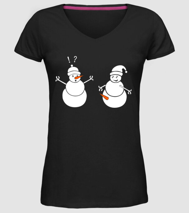 Snowman in action model negru pe tricou