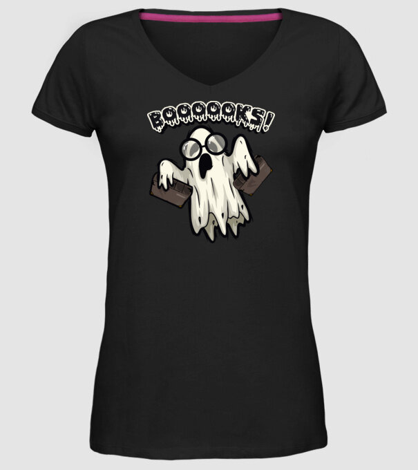 Spooky boookworm model negru pe tricou