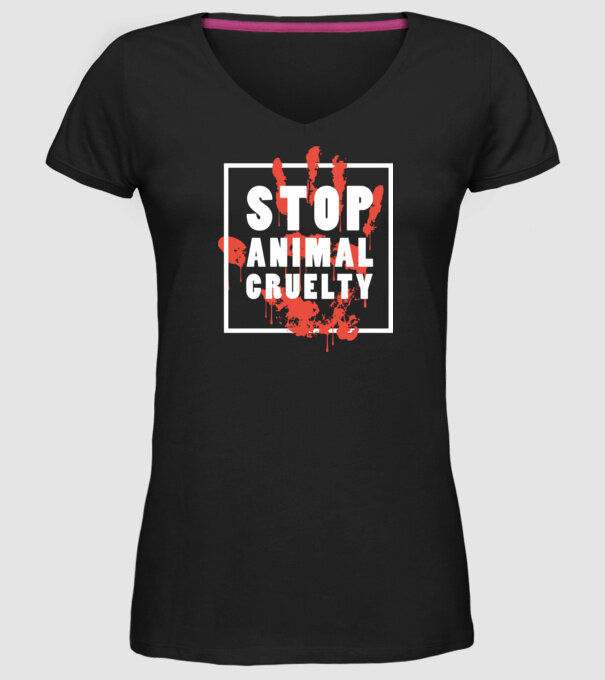 Stop animal cruelty model negru pe tricou