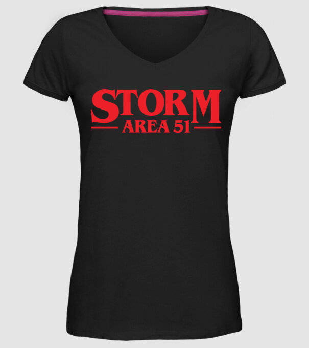 storm area 51 stranger model negru pe tricou