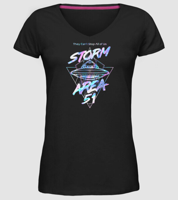 storm area 51 ufo holo model negru pe tricou