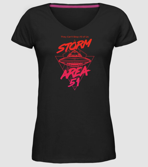 storm area 51 ufo orange model negru pe tricou